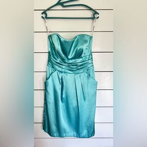 Strapless Turquois Cocktail Sweetheart Neck Dress